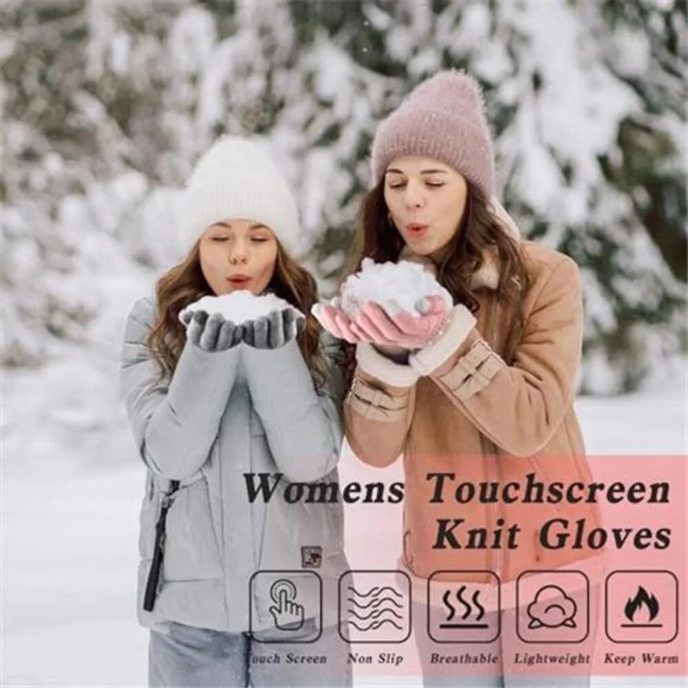 4 Pairs Winter Gloves Touchscreen Knit Mittens